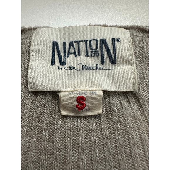Nation LTD Ribbed Henley Long Sleeve Top Sz S Tan Neutral Minimalist Layer‎ Peru - Picture 3 of 10